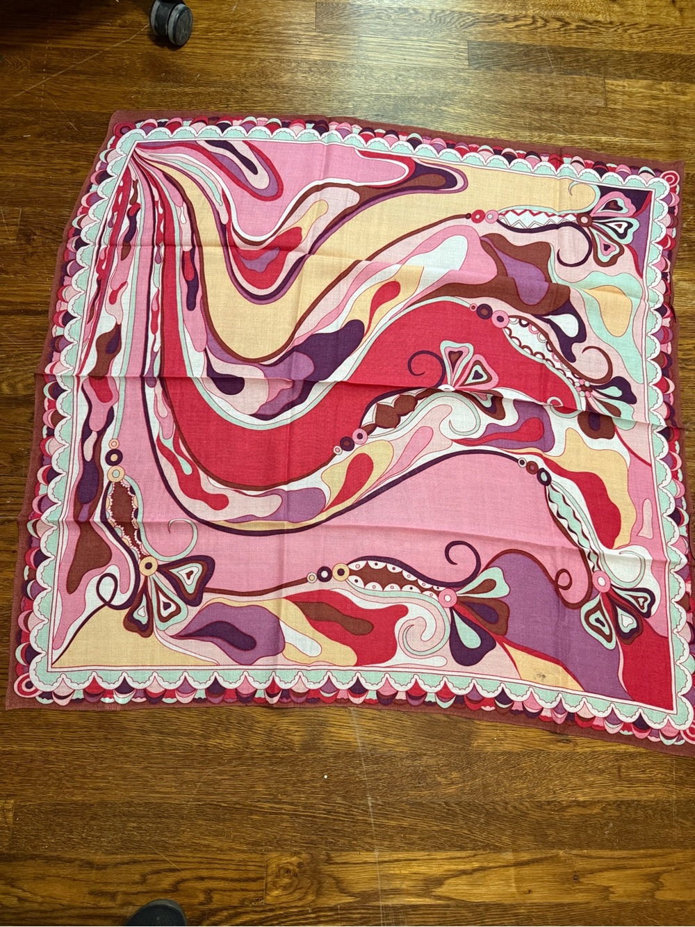 Silk-Feel Pink & Red Abstract Print Scarf